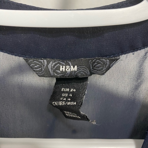 H&M Size 4 Navy Blue Sheer Blouse. - Picture 2 of 4
